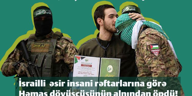 İsrailli əsir Həmas döyüşçüsünü öpdü!